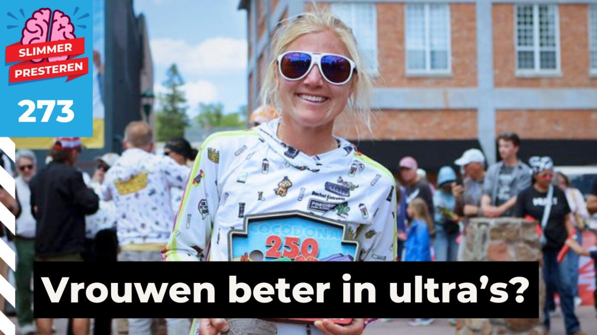 Vrouwelijke ultrarunner na een ultramarathon, aflevering van de Slimmer Presteren Podcast over waarom vrouwen goed presteren in ultrarunning.